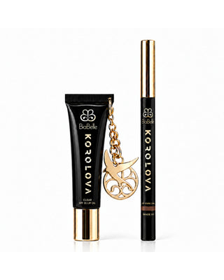 Korolova x BiaBelle Lip Kit with Clear SPF 35 Lip Oil with gold charm and Lip Stain in Shade 111